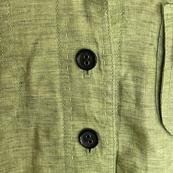 Coldwater Creek Chartreuse Lime Green 100% Linen Jacket Petite LG Spring Casual - Picture 11 of 14